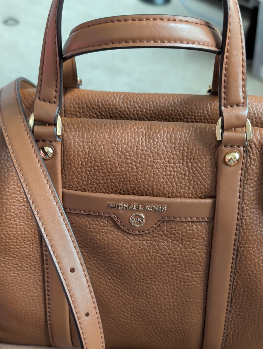 Michael Kors Cognac Pebbled Leather Satchel - Picture 7 of 7